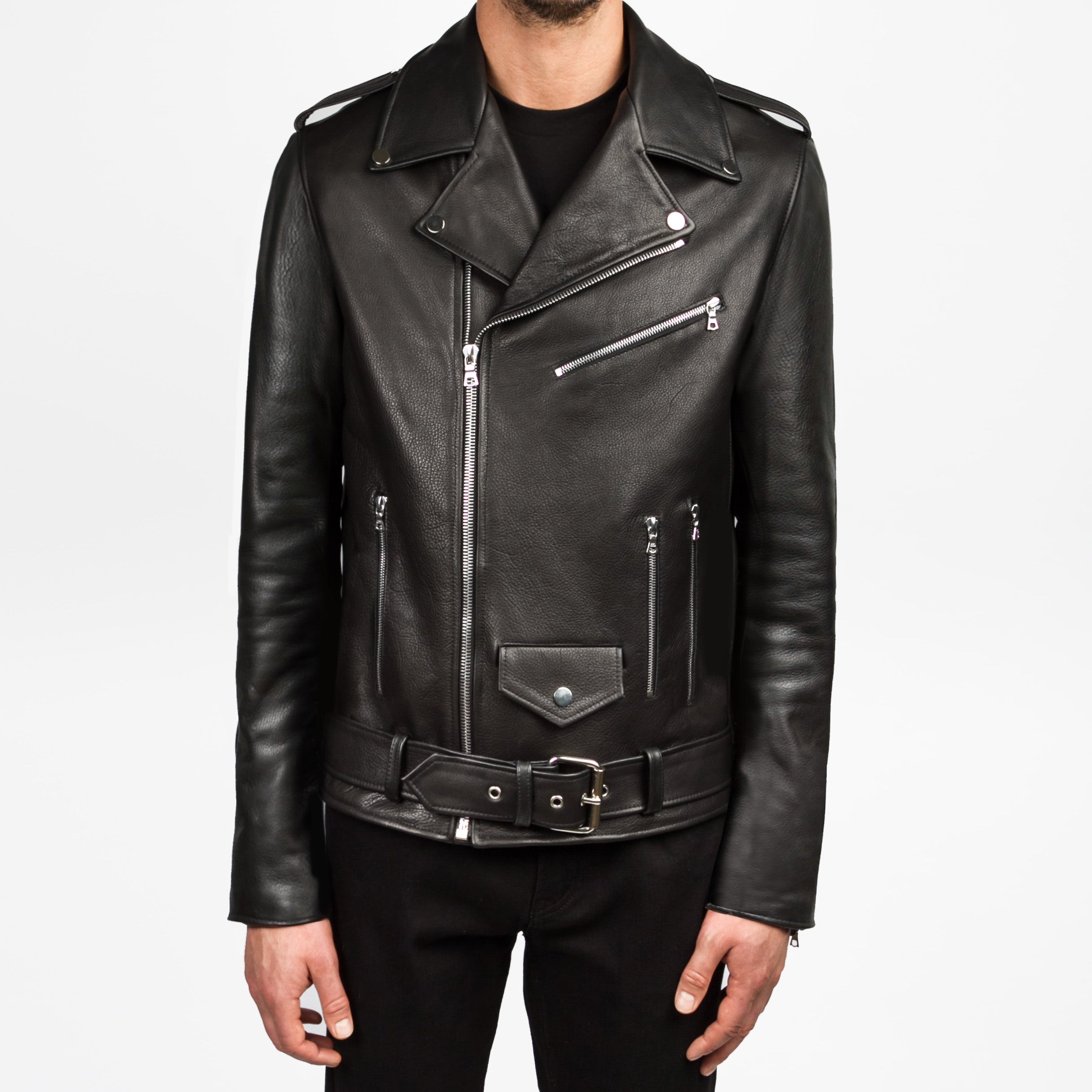 Biker Faux Leather Jacket, Black